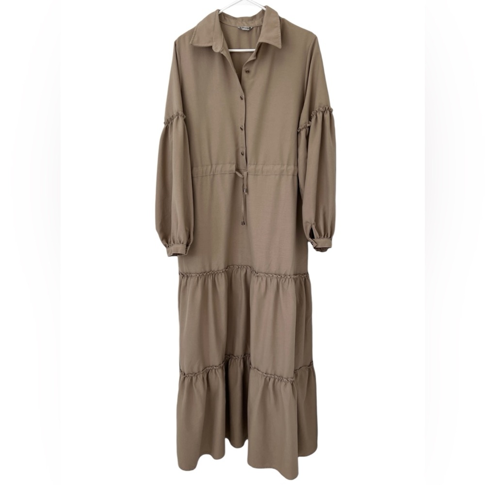 Modest full length maxi dress with collar, abaya Jilbab size L